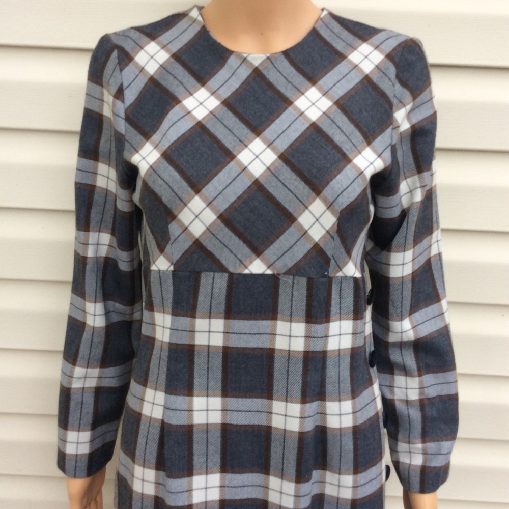 Vtg. Mod Plaid Flannel Dress